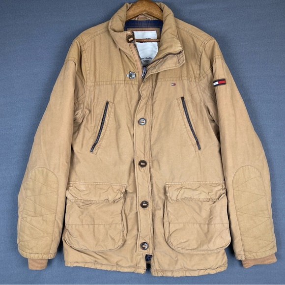 Tommy Hilfiger Denim Jacket Men’s XL Canvas Flannel Lined Utility Chore‎ Barn - Picture 1 of 13
